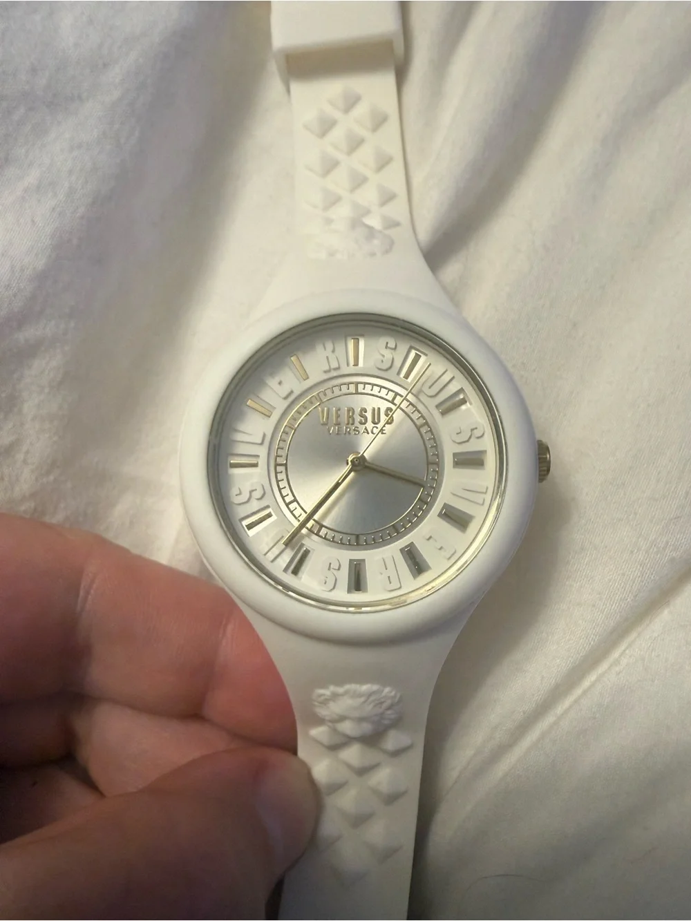 Versace White Silicone Watch with Gold Accents